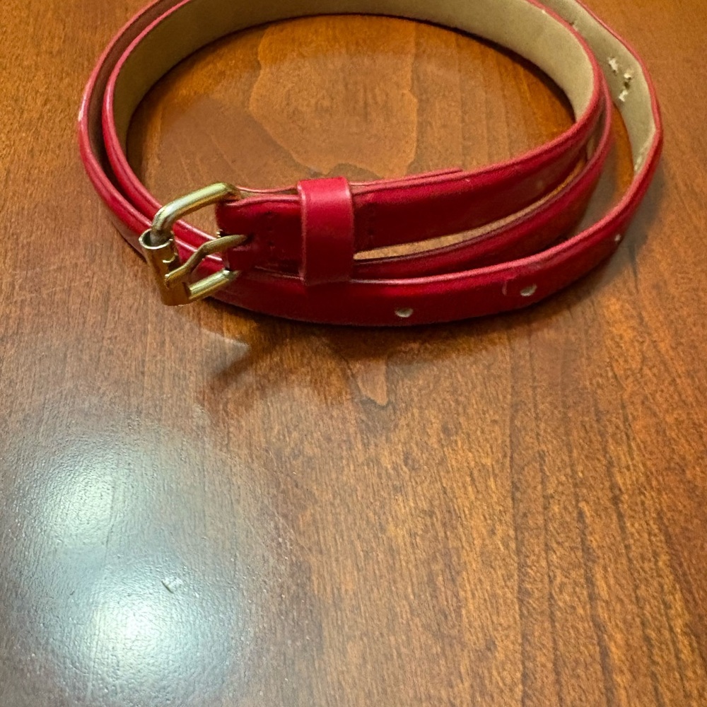 Elegant Red Leather Belt